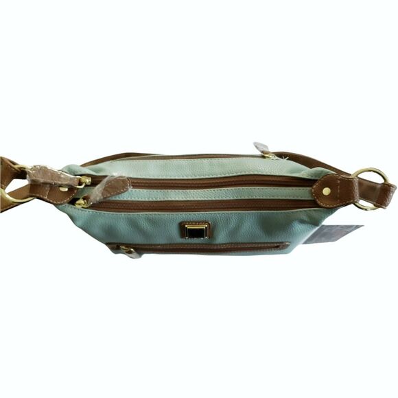 STONE MOUNTAIN Cornwall Sophia Hobo leather shoulder bag purse seafoam tan NEW - Picture 4 of 11